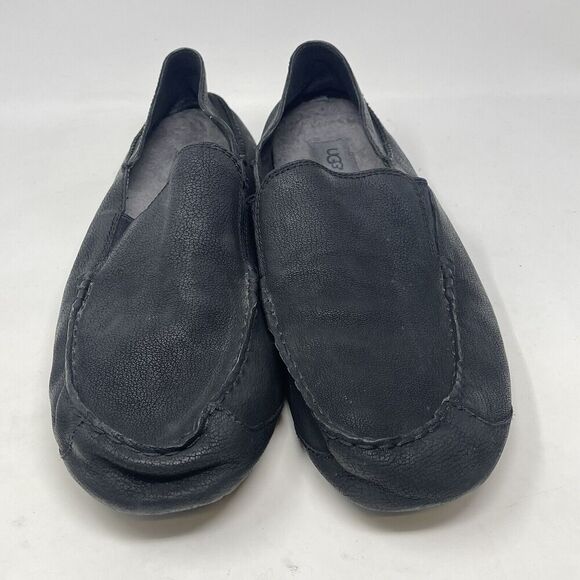 UGG Australia Upshaw Slip-On Loafer Mens 17 Black Leather Wool Collapsible Mocs main image 12